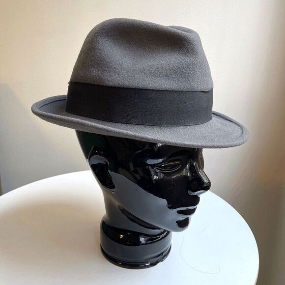 Vintage 1940s - 1950s Bollman USA Botany 500 Light Grey 100% Wool Fedora - Picture 2 of 12